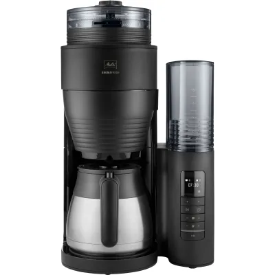 Melitta Filterkaffeemaschine AromaFresh Therm Pro 1030-11 | Keramikmahlwerk | 11 Mahlgrade | Timer | Edelstahl | Schwarz