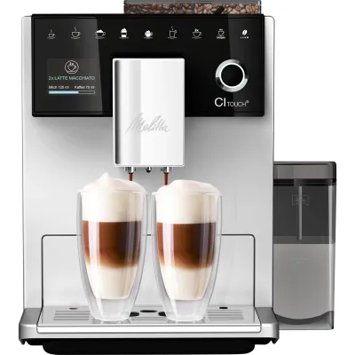 Melitta Kaffeevollautomat CI Touch F630-111 | 10 Kaffeespezialitäten | Milchsystem | 2-Kammern-Behälter | Edelstahl