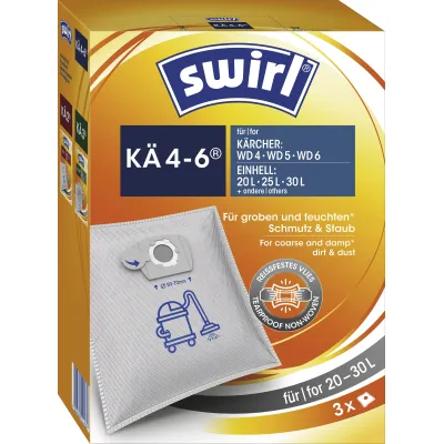 Swirl Staubsaugerbeutel KÄ 4-6 für Kärcher WD 4/5/6 & Einhell 20-30L | 3 Stück | 3-lagiges Vlies | nass/trocken