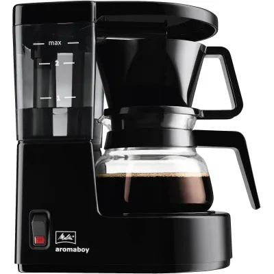 Melitta Filterkaffeemaschine Aromaboy II 1015-02 | 2 Tassen | Glaskanne | 500 Watt | Auto-Off | Schwarz