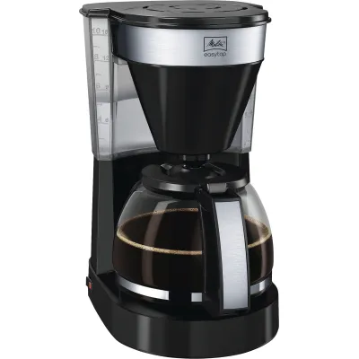 Melitta Filterkaffeemaschine Easy II Top 1023-04 | 10 Tassen | Glaskanne | Tropfstopp | 1050W | Schwarz-Edelstahl