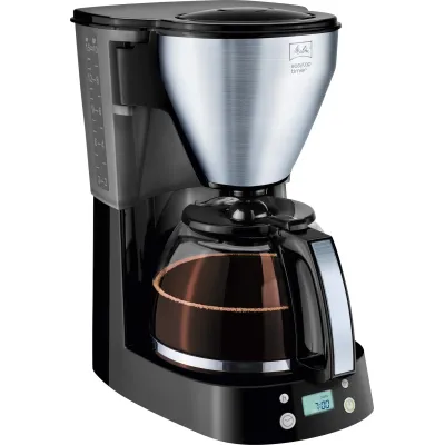 Melitta Filterkaffeemaschine Easy Top Timer 1010-15 | 10 Tassen | Timer | Tropfstopp | Glaskanne | Edelstahl | Schwarz