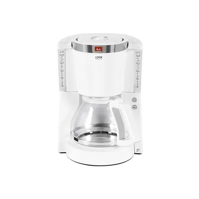 Melitta Look IV Selection Filterkaffeemaschine | 10 Tassen | Glaskanne | AromaSelector | weiß
