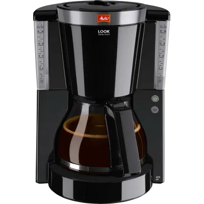Melitta Filterkaffeemaschine 1011-04 Look IV Selection | 10 Tassen | Aroma-Selector | Entkalkung | Glaskanne | Schwarz