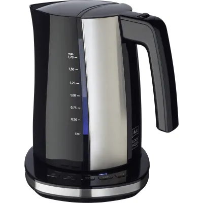 Melitta Wasserkocher Look Aqua Deluxe 1026-04 | 1,7l | 2400W | Temperaturwahl | Warmhaltefunktion | Edelstahl | Schwarz