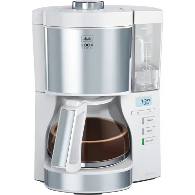 Melitta Filterkaffeemaschine Look V Timer 1025-07 | 10 Tassen | AromaSelector | Timer | Warmhaltefunktion | Weiß