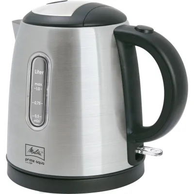 Melitta Wasserkocher Prime Aqua Mini 1018-03 | 1,0 l | Edelstahl | LED | schnurlos | schwarz-silber