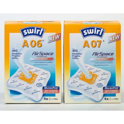 Swirl Staubsaugerbeutel A 06 MP Plus AirSpace | MicroPor Plus Filter | für AEG, Electrolux, Progress, Volta | 4er Pack