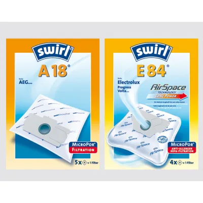 Swirl Staubsaugerbeutel A 18 MP Plus AirSpace für AEG | 4 Stück | MicroPor Plus | Anti-Allergen | hohe Filtration