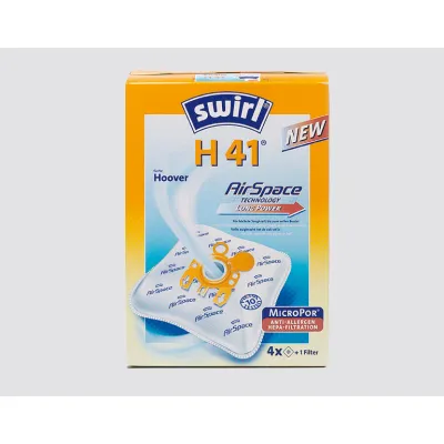 Swirl Staubsaugerbeutel H 41 für Hoover Telios & Arianne | MicroPor Plus Green | 4 Stück | Allergiker geeignet