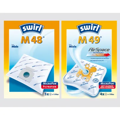Swirl Staubsaugerbeutel M 48 MP Plus für Miele S125–S138 | MicroPor Plus | 4 Stück | Anti-Allergen