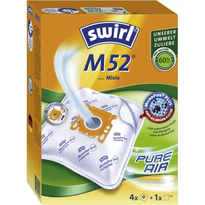 Swirl Staubsaugerbeutel M 52 MP Plus AirSpace 4006508205646 | passend für Miele | MicroPor Plus | 4 Stück | Weiß