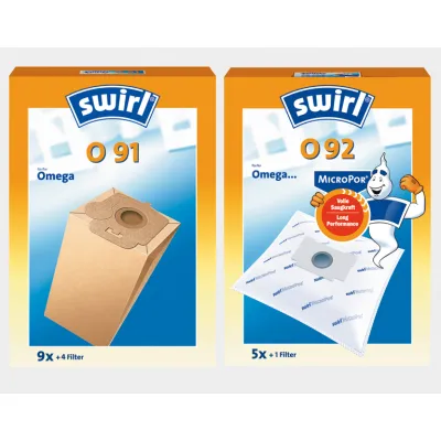 Swirl Staubsaugerbeutel O 91 | 9er Pack | passend für Omega Comfort-Line 751/752/802/1002 HSS 33 | Premium-Papier