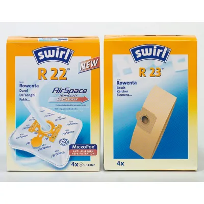 Swirl Staubsaugerbeutel R22 F89 MicroPor Plus für Rowenta, Alaska, Fakir | 4 Stück | Allergiker-geeignet