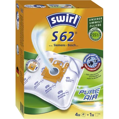 Swirl S 62 Staubsaugerbeutel MicroPor Plus Green | 4er Pack | für Siemens Bosch | allergikergeeignet
