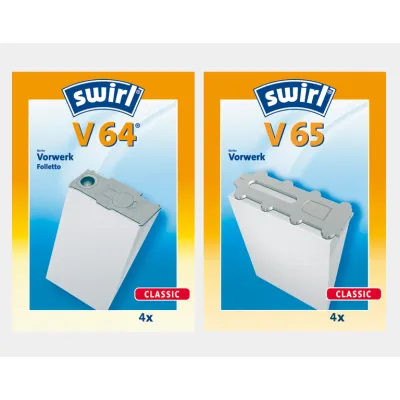 Swirl Staubsaugerbeutel V 64 | passend für Vorwerk Kobold VK 130 VK 131 | Papier 3-lagig | 4 Stück | hohe Staubaufnahme