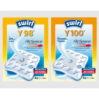 Swirl Staubsaugerbeutel Y 98 AirSpace | 4 Stück | passend für AFK, Alaska, Bomann, Clatronic, Dirt Devil