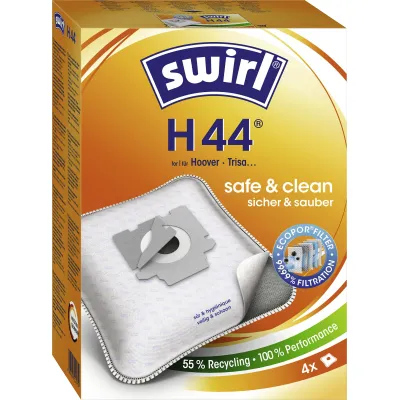 Swirl Staubsaugerbeutel H 44 MicroPor Plus für Hoover | Anti-Allergen Filter | 4 Stück | Dirtlock Staubverschluss