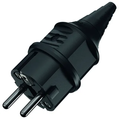 Mennekes Schuko-Stecker 10754 | Schutzkontaktstecker 16A 230V | IP44 | schwarz | Außenbereich | robust | gerade Bauform