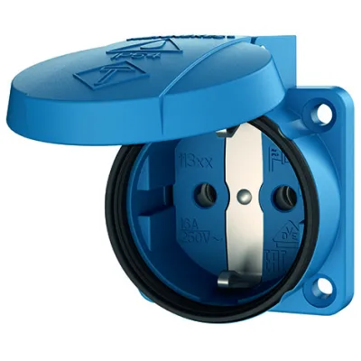 Mennekes Schuko-Anbau-Steckdose 11331 | 16A 2-polig+E 230V | IP54 | Kunststoff | Vierlochbefestigung | blau