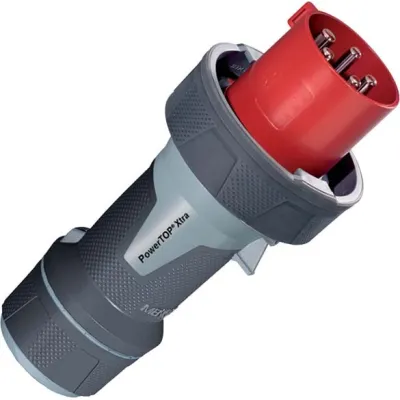 Mennekes CEE-Stecker 13225 PowerTOP Xtra | 125A 5-polig 6h 400V IP67 | Schraubklemme | Verschraubung | Kunststoff | rot