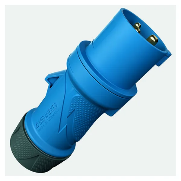 MENNEKES CEE Stecker Xtra S 13521 | 16A 3-polig 230V | IP54 | schraublose Klemme | gerade | Kunststoff | blau