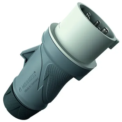 MENNEKES CEE Stecker 13609 | 32A 5-polig | 500V | IP54 | PowerTOP Xtra R | Schraubklemme | 1h Uhrstellung | grau