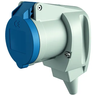 Mennekes CEE Winkelkupplung 1438 | 16A 3-polig | 230V 6h | IP44 | Schraubklemme | Knickschutz | Blau