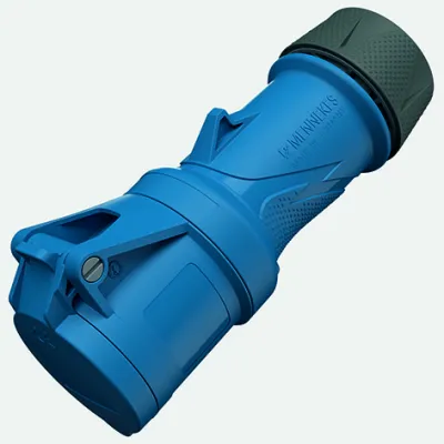 MENNEKES CEE Kupplung 14502 | 16A 3-polig | IP54 | PowerTOP Xtra | Schraubklemme | gerade | Kunststoff | blau | 6h