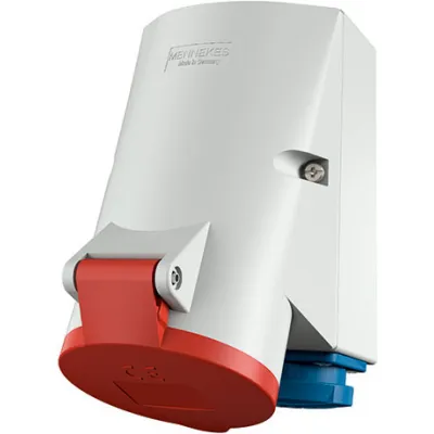 Mennekes CEE-Kombi-Doppelbox 1651 | Wanddose 32A 5-polig 400V IP44 | 1x SCHUKO-Steckdose 16A | G-Sicherung | grau