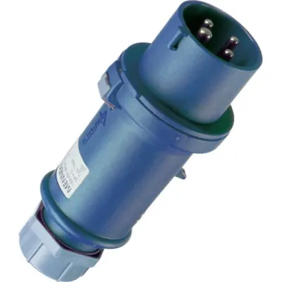 Mennekes CEE-Stecker 151A | 4-polig | 16A | 230V | IP44 | Schraubklemme | 9h Uhrzeitstellung | Kunststoff | blau