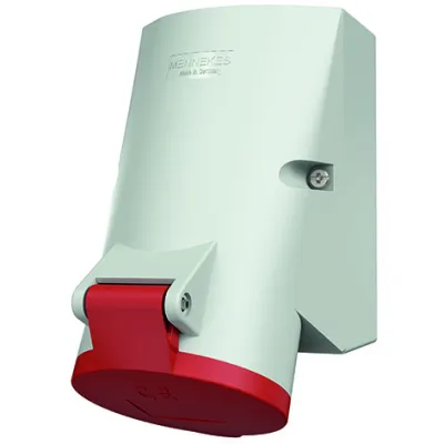 MENNEKES CEE-Steckdose 20162A | Wanddose 5-polig 32A 6h 400V IP44 | Aufputz | vernickelte Kontakte | Kunststoff | rot