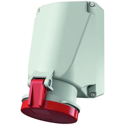Mennekes CEE-Wandsteckdose 21253A | 5-polig 63A 6h 400V | IP44 Aufputz | Schraubklemme | rot | Kunststoff
