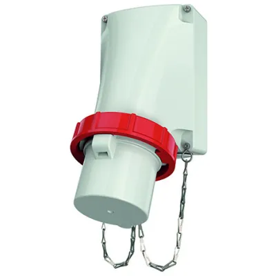 MENNEKES Wandstecker 21942 | CEE-Aufbaugerätestecker 5-polig 63A 400V IP67 | 6h | Schraubklemme | Kunststoff | rot