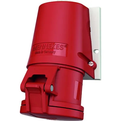 MENNEKES Wanddose TwinCONTACT 32A 5-polig 6h 400V IP44 Aufputz | schraublose Klemme | Außenbefestigung | rot