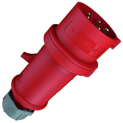 Mennekes Phasenwender-Stecker 3322 | CEE 32A 5-polig 6h | 400V | IP44 | Schraubklemme | Knickschutz | gerade | rot