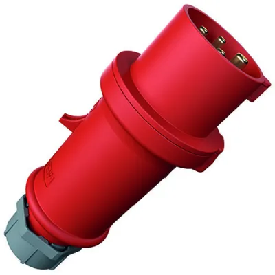 Mennekes Phasenwender-Stecker 3322 | CEE 32A 5-polig 6h | 400V | IP44 | Schraubklemme | Knickschutz | gerade | rot