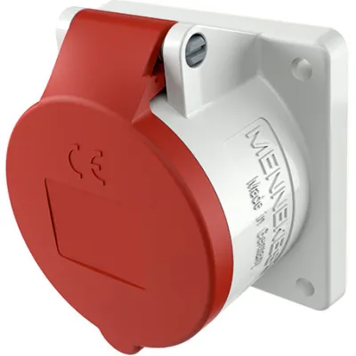 Mennekes CEE Anbaudose 3385 | 5-polig | 16A | 400V | IP44 | TwinCONTACT | schraubenlos | gerade | Rot/Weiß