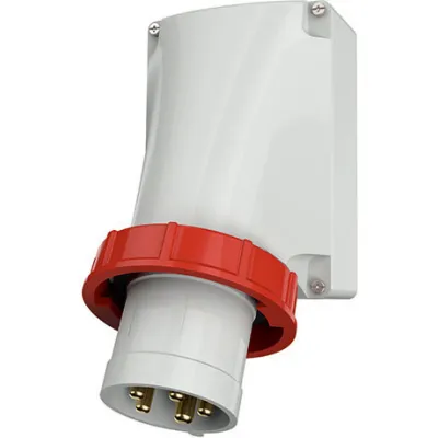 Mennekes CEE Wandstecker 361 | 63A 5-polig 6h | 400V IP67 | Schraubklemme | rechtwinklig | Kunststoffgehäuse | rot