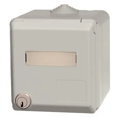 MENNEKES Wandsteckdose 4165 | CEE 16A 5-polig | 400V IP44 | abschließbar | Beschriftungsfeld | Aufputz | grau