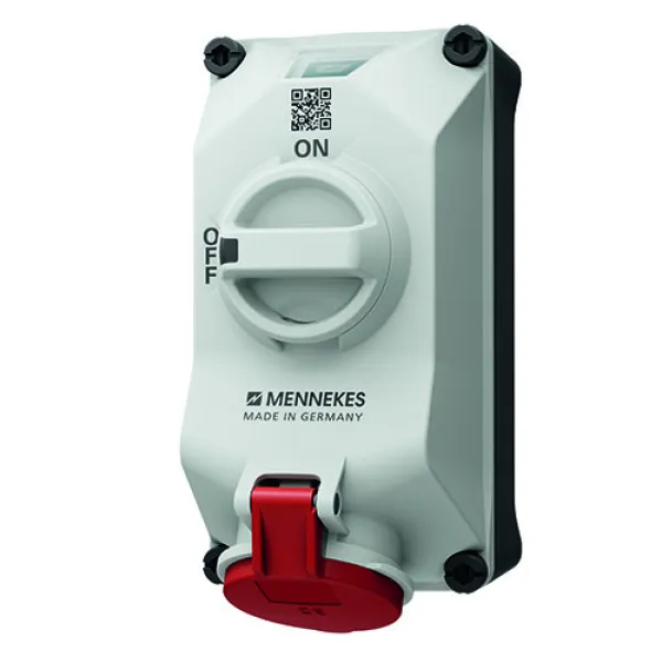 MENNEKES Wandsteckdose DUOi 5611506G | CEE 16A 5-polig 400V | IP44 | mechanische Verriegelung | Kunststoff | rot
