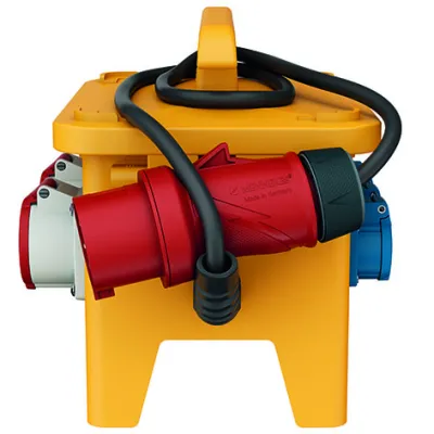 MENNEKES Steckdosenverteiler EverGUM 70351 | CEE 1x16A 1x32A 4xSchuko | 2m Gummileitung | IP44 | gelb