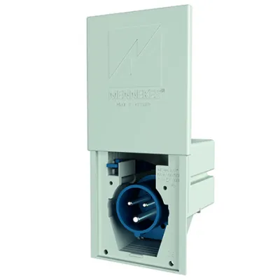 Mennekes CEE Einbaugerätestecker 8001 | 3-polig | 16A | 230V | IP44 | CaraContact | gerade Ausführung | elektrograu