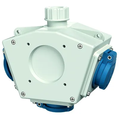 Mennekes Delta-Box 92798 Steckdosenverteiler | 3x SCHUKO | 16A | 230V | IP44 | Kunststoff grau | abgehängt montierbar