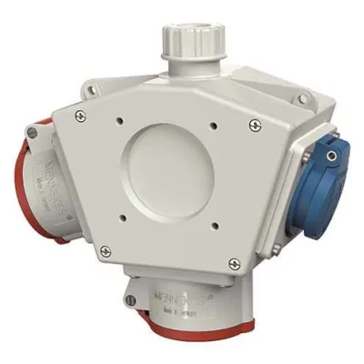 Mennekes DELTA-BOX 92916 | Steckdosenkombination | 2x CEE 16A 5p 400V | 1x Schuko 16A | IP44 | grau | Kunststoff