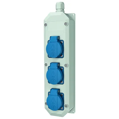 Mennekes Steckdosenleiste 96700 | 3x SCHUKO 16A 230V | IP44 spritzwassergeschützt | Wandmontage | Kunststoff grau