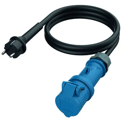 Mennekes Adapterleitung 8004 | Netzanschlusskabel 1,5m | 3x2,5mm² | Schuko-Stecker auf CEE-Kupplung | 230V | Schwarz