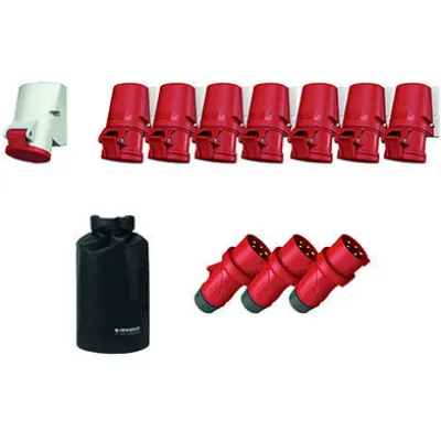 MENNEKES Anschlussset 12156 | CEE 16A 5-polig | schraubenlos | Wanddose | Stecker | IP44/IP54 | schwarz matt