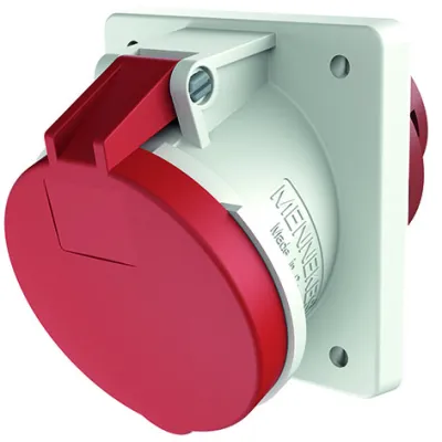 Mennekes CEE-Anbausteckdose 1151A | 63A | 4-polig | 400V | IP44 | 6h | X-CONTACT | Rahmenklemme | abgewinkelt | rot