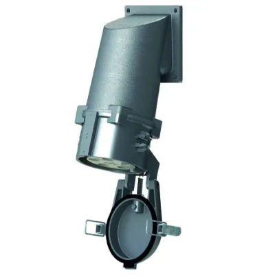 MENNEKES Anbausteckdose 75058 | 200A 5-polig 6h | 400V | IP67 | Aluminium/Kunststoff | Rahmenklemme | abgewinkelt 15°